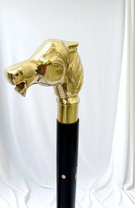 Brass Horse Slim Handle Lightweight Walking Stick | Minimal Vintage Designer Outdoor Walking Cane | Elegant Gentleman Gift - Product Image 3