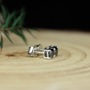 Hot Selling Gold Plated <b>Silver</b> 925 Sterling Women's Stud <b>Earrings</b> with Natural Black Spinel for Wedding and Engagement - Product Image 2