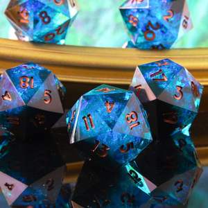 Dés à six faces bleus foncés D20 de 22 mm, dés à facettes pour <span class=keywords><strong>Dungeons</strong></span> and Dragons, dés en résine à bords tranchants, faits à la main, polyédriques, pour jeux de rôle - Product Image 4