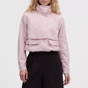 Hot Selling Pink Stand Collar Utility <b>Jacket</b> With Pockets Full <b>Sleeve</b> Windproof Polyester Women's <b>Short</b> Autumn Softshell <b>Jacket</b> - Product Image 1