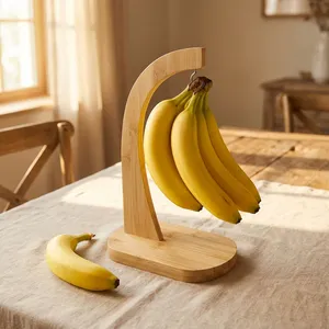 Premium Natural Bamboo <b>Banana</b> Holder Hanging <b>Hook</b> Decorative Eco-Friendly Countertop Fruit Stand <b>for</b> <b>Bananas</b> Grapes Produce - Product Image 4