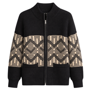 Chaqueta de Punto Fairisle para Mujer, con Cierre Frontal, Estampada, de Manga Larga, Cálida, Estilo Cárdigan, para Uso Diario - Product Image 1