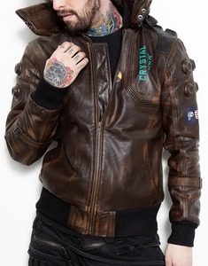 Chaqueta de Cuero Genuino Estilo Samurái Cyberpunk para Hombre, Chaqueta de Motero Futurista - Product Image 4
