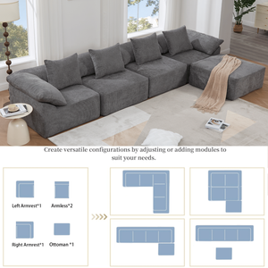 Nuovo Arrivo: Divano Componibile a L da 142 Pollici, Convertibile in Letto, Set da 5 Pezzi con Comfort Totale, Nessun Montaggio Richiesto - Product Image 3