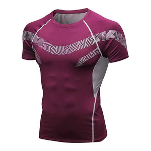 Camiseta Deportiva de Compresión Unisex, Impresión Serigráfica, Poliéster/Algodón, Secado Rápido, Antibacteriana, Transpirable, Manga Corta - Product Image 3