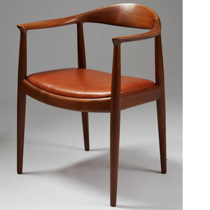 Simple Design Handcrafted Teak Wood <b>Armchair</b> with Premium Leather Seat Mid-Century Modern Style for High - Product Image 1
