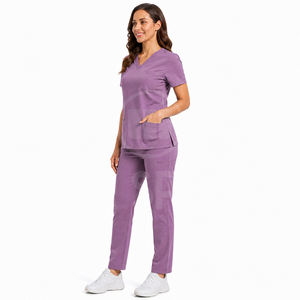 Hospital <b>Scrub</b> Suit Nurse Uniform Eco-Friendly Polyester Rayon Spandex Medical <b>Scrubs</b> Set Lightweight Breathable Custom Logo - Product Image 4