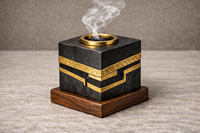 Brûleur à Bakhoor Arabe Madkhan de Luxe, Fait Main en Bois Massif, Porte-Encens Aromatique Oud, Bela Artisan, Décoration Intérieure Indienne, Toutes Saisons