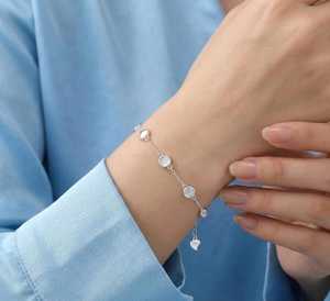 Bracelet souvenir en argent sterling 925, 6 pièces, 4 mm, rond, double sertissage, avec résine laiteuse, chaîne DIY de 7 pouces, bijoux commémoratifs - Product Image 2