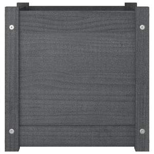 Maceta y jardinera decorativa mediana con incrustaciones florales, de madera de pino maciza con acabado gris - Product Image 4