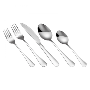 Juego de cubiertos de lujo plateados para servir, cuchillo, cuchara, tenedor, juego de cubiertos de acero espejado para buffet al mejor precio - Product Image 6