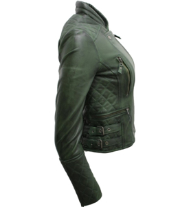 Women's Genuine Leather Moto Jacket Solid Burgundy Color <b>Zipper</b> Closure With Belt And Pockets Full Sleeve Autumn Style - Product Image 6