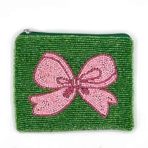 กระเป๋าใส่บัตร CRYSTAL CRAFT กระเป๋าใส่เหรียญ ผ้าปักลาย ลูกปัดแก้ว สายคล้องข้อมือ กำไลข้อมือ งานฝีมือ ลายการ์ตูน พวงกุญแจ - Product Image 1