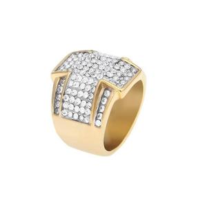 Geometric Zircon <b>Ring</b> Stainless Steel Band Gold Plated Square <b>Crystal</b> Finger Jewelry for Party Gift - Product Image 2