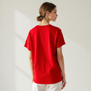 Camiseta Retro de Algodón de 230g con Hombros Descubiertos para Hombre y Mujer, Manga Corta, Estilo Holgado, Prenda Exterior con Diseño Liso - Product Image 3