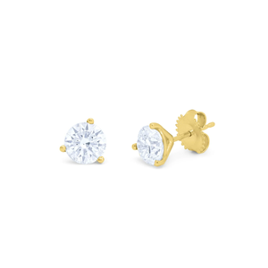 0.50 CT 3 Prong Martini Diamond <b>Stud</b> Earrings 18K Gold Plated Luxury Modern Geometric Design for Anniversary Engagement - Product Image 1