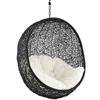Fauteuil suspendu contemporain d'extérieur en forme d'œuf avec support en acier, pivotant, résistant aux intempéries, durable, confortable pour patio, parc, villa