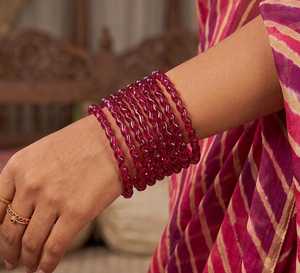 Bracelets en verre indiens colorés faits à la main, bijoux traditionnels de mode, forme goutte d'eau, cadeau - Product Image 5