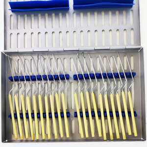Ensemble de micro-dissecteurs à baïonnette Rhoton avec manche doré et boîte de stérilisation, lot de 20 pièces - Product Image 1