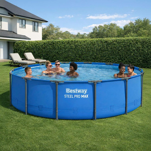 Piscine hors sol ronde de 14 pieds x 42 pouces avec structure métallique, installation facile, piscine uniquement, bleue - Product Image 2