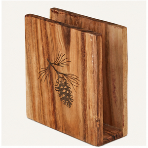 Rustic Handcrafted Mango Wood Napkin Holder <b>Pinecone</b> Engraved Vertical Tissue Stand For Farmhouse Kitchen And Lodge Style Dining - Product Image 4