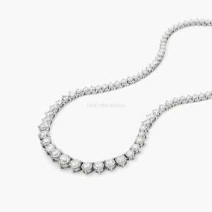 Luxury Graduated Lab Created Diamond Tennis <b>Necklace</b> 10K 14K Gold <b>Statement</b> Round Diamond Riviera <b>Necklace</b> - Product Image 2