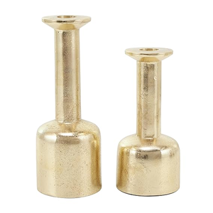 Support à bougie décoratif très vendu pour la décoration intérieure, finition dorée, porte-bougie en aluminium coulé, fait main, personnalisé, lot de 2 - Product Image 1