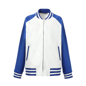 Premium Zeta Two Tone White Blue Varsity Fleece Jacket Women Chenille Number Embroidery Greek Sorority School &University Style - Product Image 1