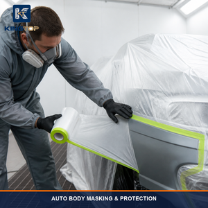 Película de Enmascaramiento Automotriz Verde Preencintada, Suave y Lisa, con Respaldo Electrostático de HDPE para Pintura en Aerosol de Carrocería - Product Image 6