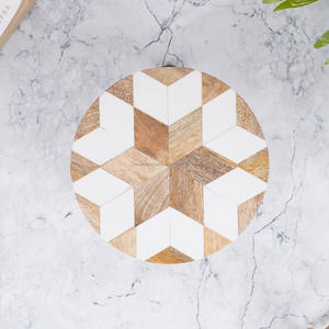Posavasos con incrustaciones de resina de mármol de madera de Acacia superventas, posavasos de té personalizados cuadrados redondos hexagonales blancos, vitrina en blanco - Product Image 3