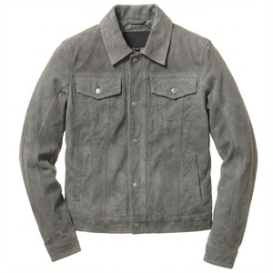 New Arrival Hot Sale Biker Casual Fashion Real Leather <b>Jacket</b> For <b>Men</b> New Fashion Turn Down Collar Solid Color Leather <b>Jackets</b> - Product Image 1