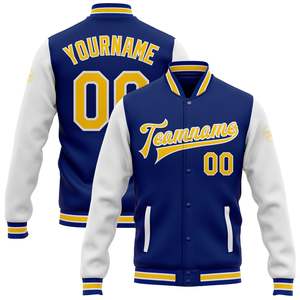 Custom Varsity <b>Jacket</b> Blue and <b>Grey</b> Letterman <b>Jacket</b> Personalized Embroidery High School Bomber <b>Jacket</b> Custom Team Name Numbers - Product Image 1