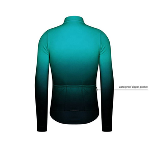 Maillot de cyclisme léger coupe-vent en polyester et élasthanne extensible dans quatre directions, à manches longues, avec fermeture éclair et poches arrière – Vente chaude - Product Image 4