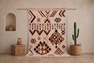 Custom Handmade Moroccan Berber Wool <b>Rug</b> Hand Knotted Tribal <b>Boho</b> Area Carpet with Geometric Amazigh Pattern - Product Image 1