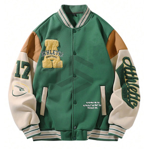 Custom Men's Varsity <b>Jacket</b> Stand Collar <b>Waterproof</b> Breathable Windproof High Street Style Wholesale - Product Image 1