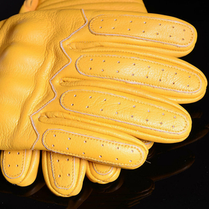 Guantes de Motocicleta Térmicos de Cuero Amarillo, Largos hasta la Muñeca, Transpirables, Estilo Deportivo, para Viajes al Aire Libre, Ciclismo, Primavera y Verano - Product Image 6