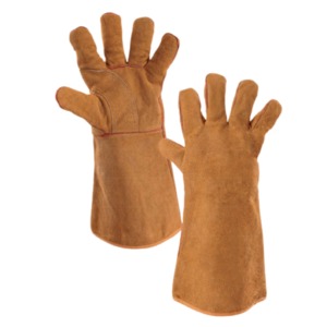 Guantes de Soldadura de Cuero Resistentes Profesionales, Protección UV, Diseño Antideslizante de Dedos Completos para Uso en Exteriores, Guantes de Seguridad Unisex - Product Image 1