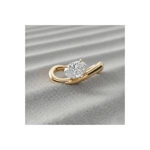 Bague de fiançailles ovale solitaire Stonewels plaquée or |   pour diamant cultivé en laboratoire certifié |   Bijou unisexe de luxe en or jaune 14 carats serti de pierres - Product Image 1