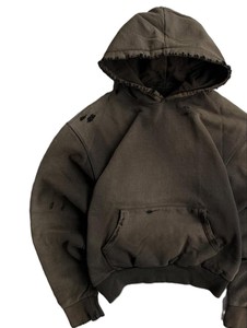 Sweat-shirt à capuche oversize pour homme, coupe courte, couleur unie, en molleton lavé, style automne, manches classiques - Product Image 4