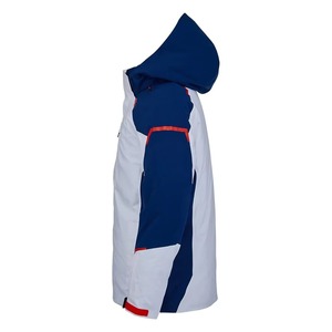 เสื้อแจ็คเก็ตสกีผู้ชายแบบมีฮู้ดกันน้ำ สีขาว น้ำเงิน แดง ตัดสี  บุด้วยใยสังเคราะห์ ปิดด้วยซิป สำหรับใส่กลางแจ้งในฤดูหนาว - Product Image 2