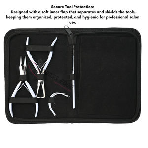 Kit de herramientas para extensiones de cabello blanco: removedor de microperlas, alicates de crimpado, gancho extractor, agujas de coser curvas, clips de estilismo. - Product Image 5
