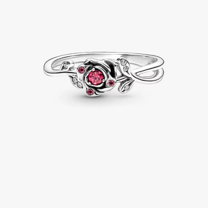 Bague ajustable pour femme, motif floral, plaqué or 18 carats et argent, pierre CZ rose, sertissage pavé élégant, bijou cadeau, design léger - Product Image 1