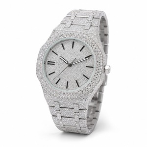 Reloj de Lujo con Diamantes, Caja de Acero Inoxidable con Diseño Poligonal, Analógico de Cuarzo, Unisex - Product Image 5