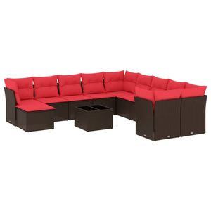 Juego de Sofás de Patio de 12 Piezas en Poliratán Marrón con Cojines, Elegante Colección de Muebles para Exteriores - Product Image 2