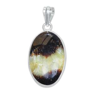 Women's Vintage Hook Brass Silver Plated Bezel Pendant <b>Necklace</b> with Natural Septarian Stone Charming Simple Design - Product Image 4