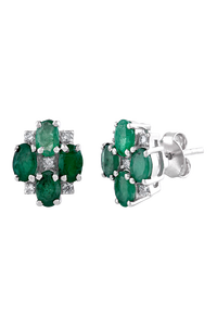 Pendientes de Diamantes y Esmeraldas en Plata de Ley 92.5 KLST-30759 - Product Image 2