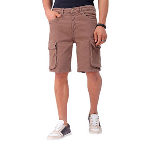 Shorts cargo en jean pour homme, taille mi-haute, marron, en coton, style décontracté d'été, tissu respirant, poches - Product Image 1