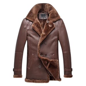 2026 Top Selling Men's Original Brown Sheepskin Leather <b>Jacket</b> 100% High Quality Low MOQ Heated Fashion Regular Length Front - Product Image 3