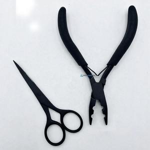 Ensemble professionnel de pinces et ciseaux pour extensions de cheveux, outils revêtus de noir pour une précision et une durabilité accrues - Product Image 4