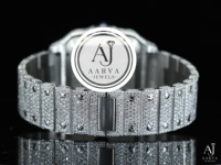 Montre mécanique AARVA JEWELS avec incrustation de diamants et pierres précieuses, cadran carré, acier inoxydable, bracelet de 28 mm ou 20 mm, verre saphir, analogique rouge